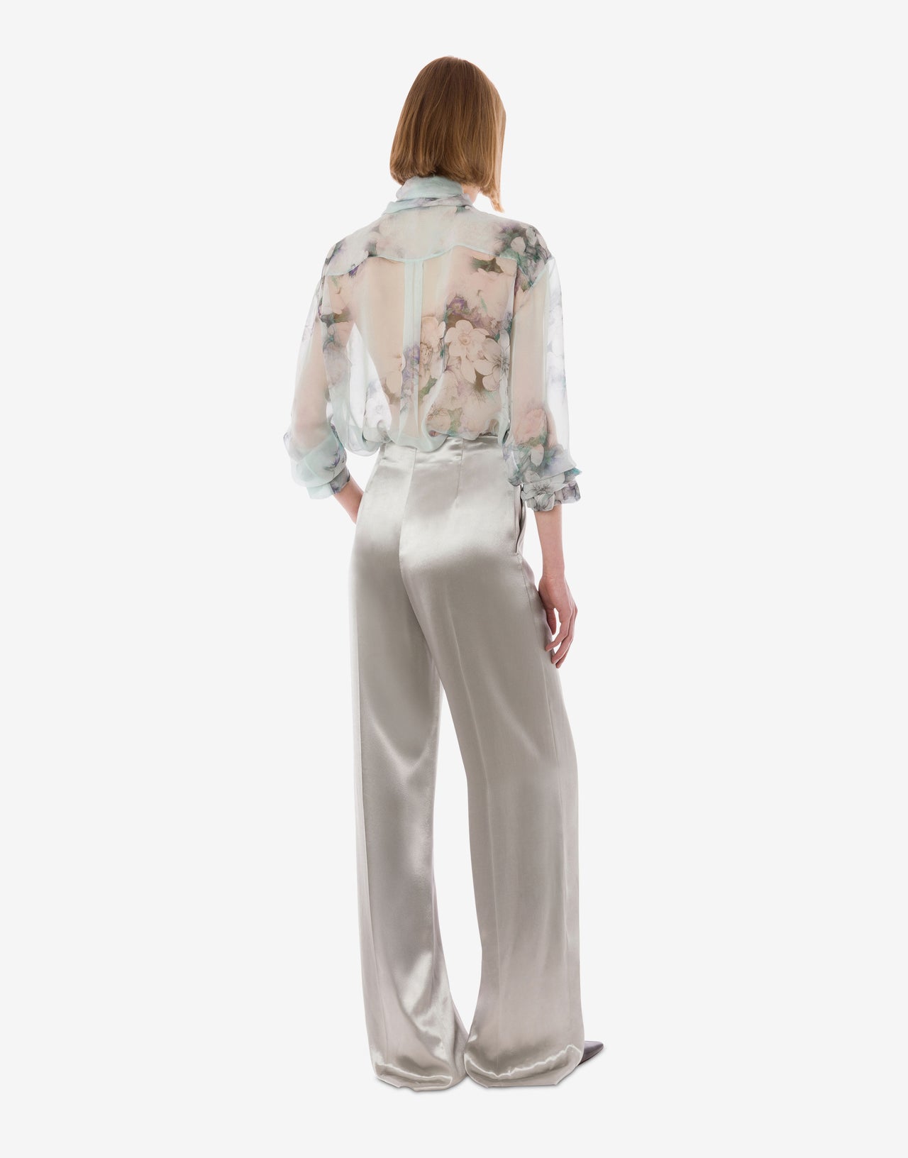 광택 새틴 바지 Grey Alberta Ferretti Boutique Online 2