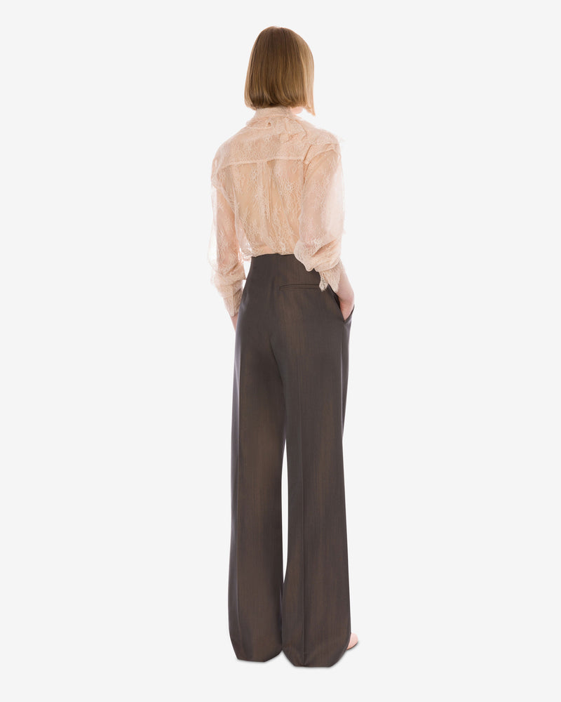 Shimmering wool tailored trousers Brown Alberta Ferretti Boutique Online 1