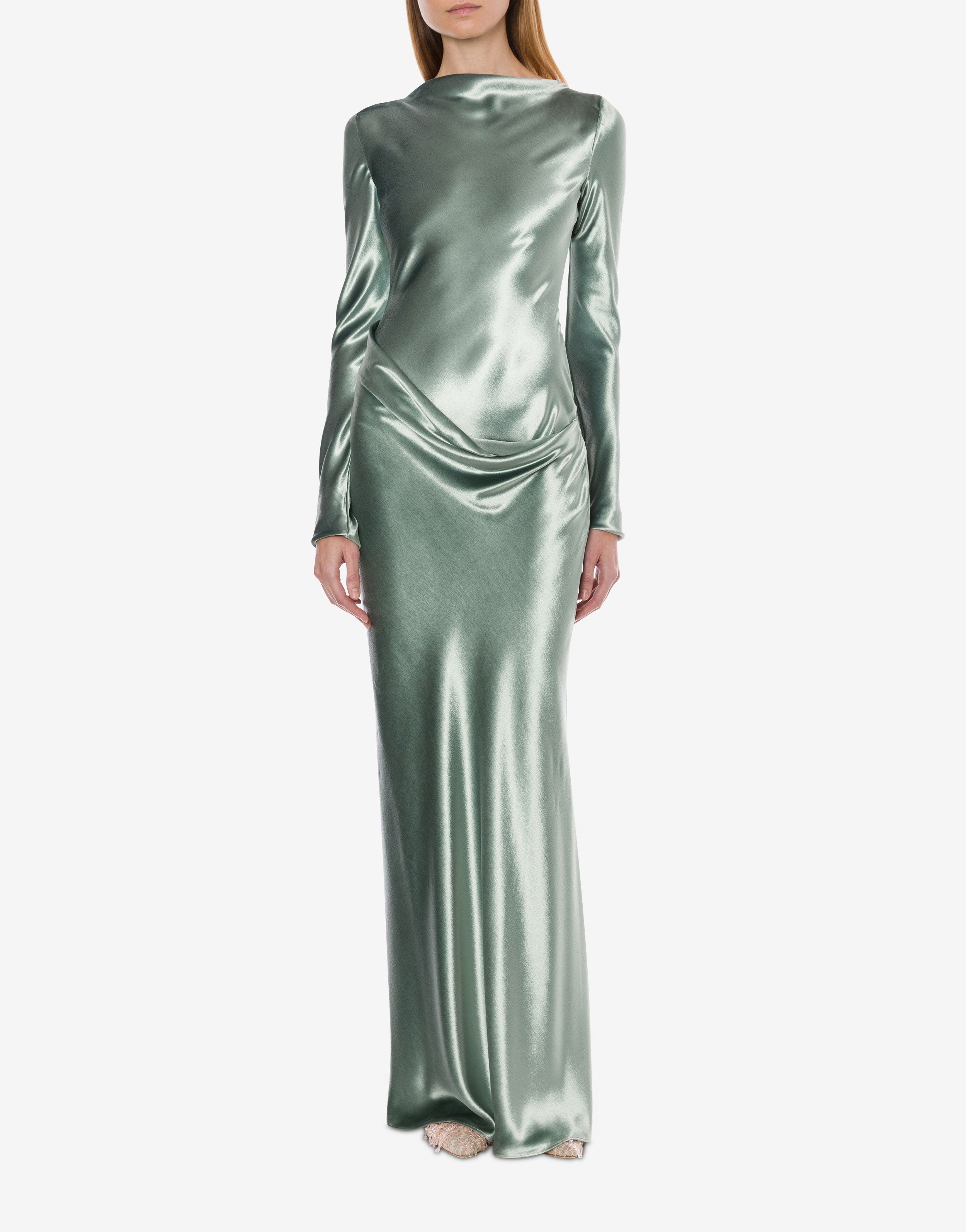 Long dress in glossy velvet | Alberta Ferretti