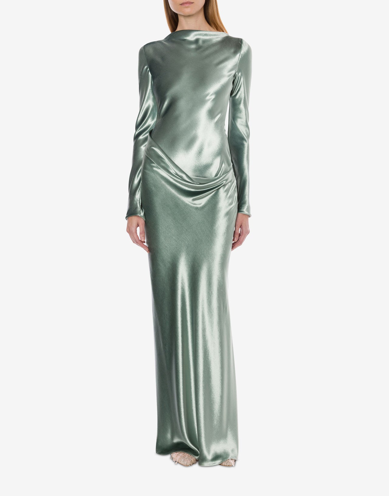 Robe longue en velours brillant Vert Alberta Ferretti Boutique Online 2