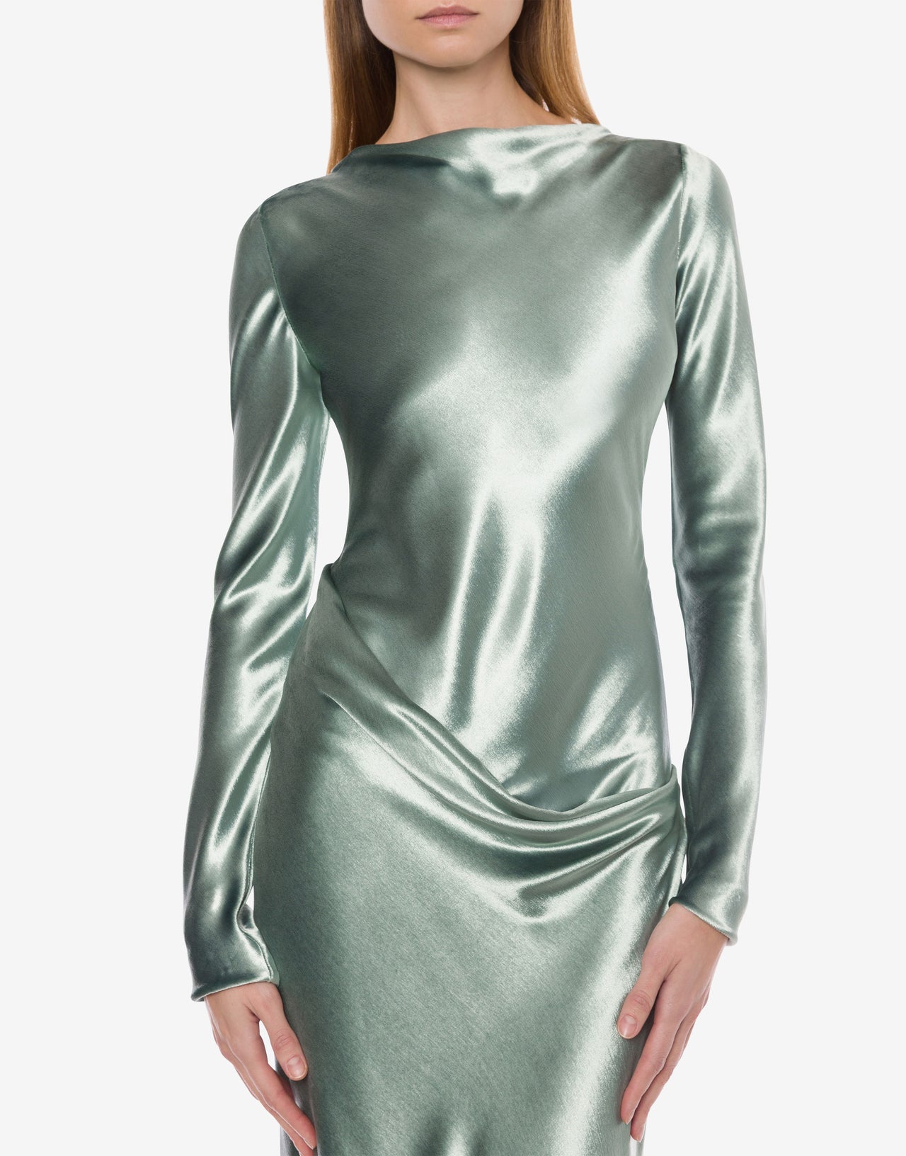 Robe longue en velours brillant Vert Alberta Ferretti Boutique Online 4