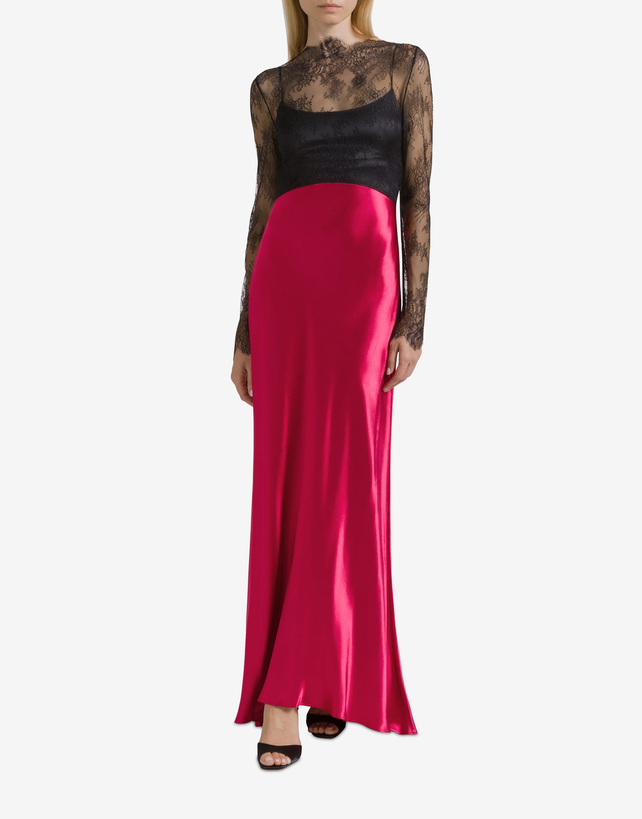 Glänzendes Kleid aus Satin und Spitze Pink Alberta Ferretti Boutique Online 2