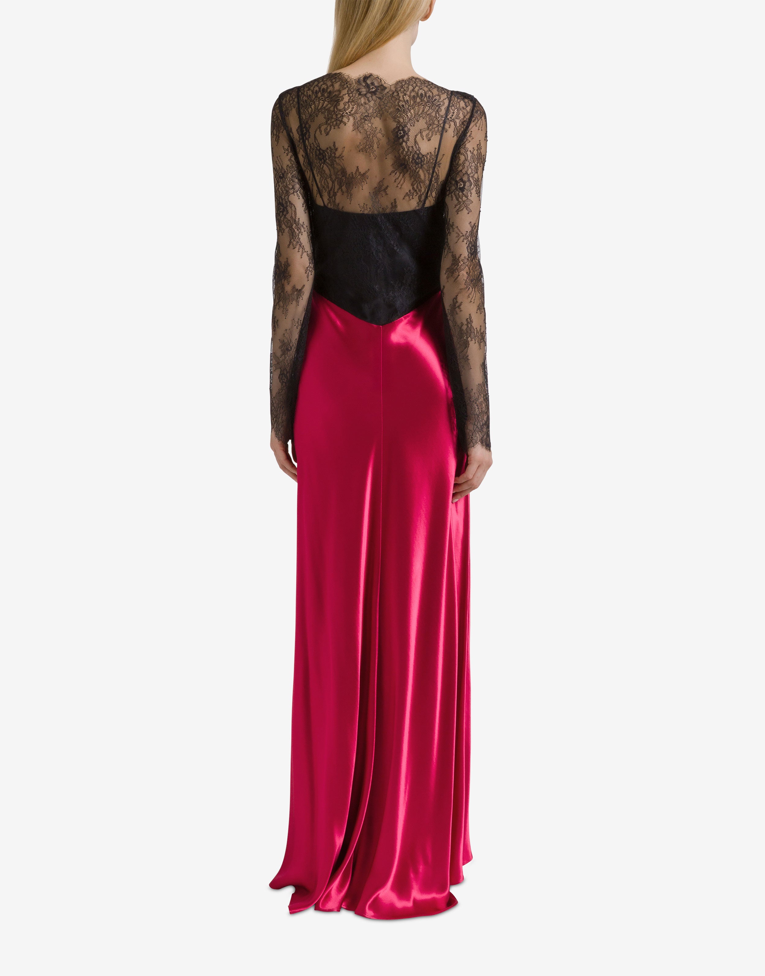 ワンピース A FERRETTI FW25 Lace satin dress (A04136627 0555) Glossy satin and lace dress | Alberta Ferretti