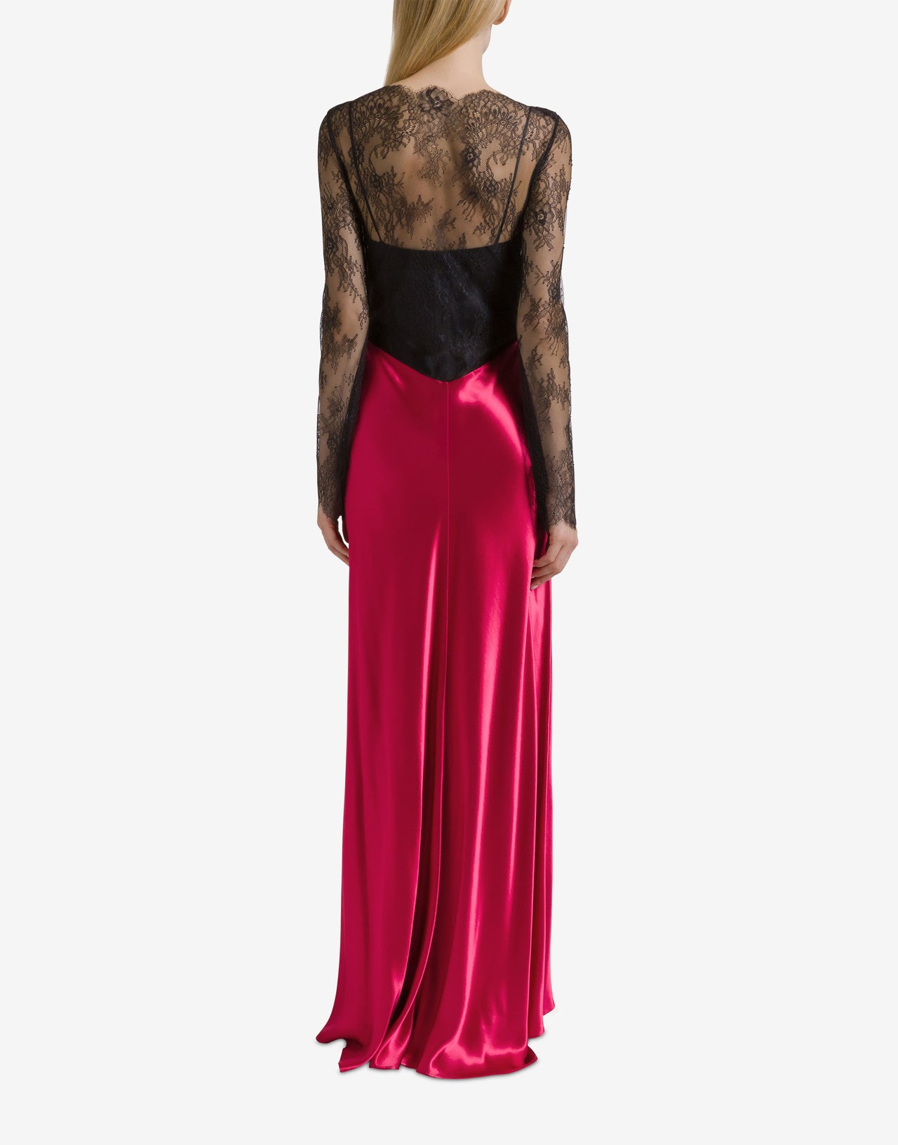 Glänzendes Kleid aus Satin und Spitze Pink Alberta Ferretti Boutique Online 3