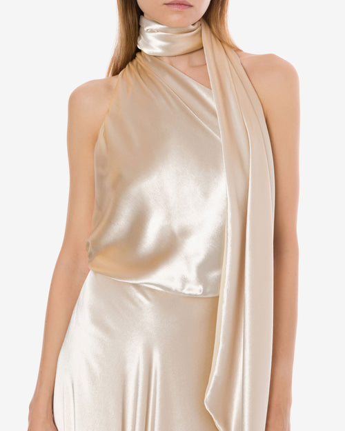 Glossy velvet one-shoulder dress with extra fabric