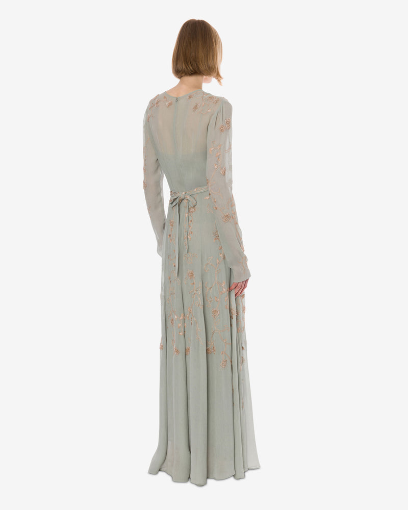 Long dress embroidery Grey Alberta Ferretti Boutique Online 1