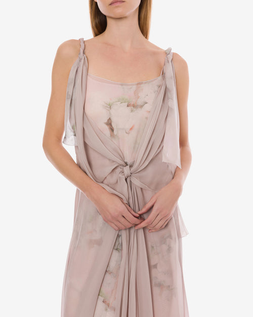 Sleevless chiffon dress with floral print