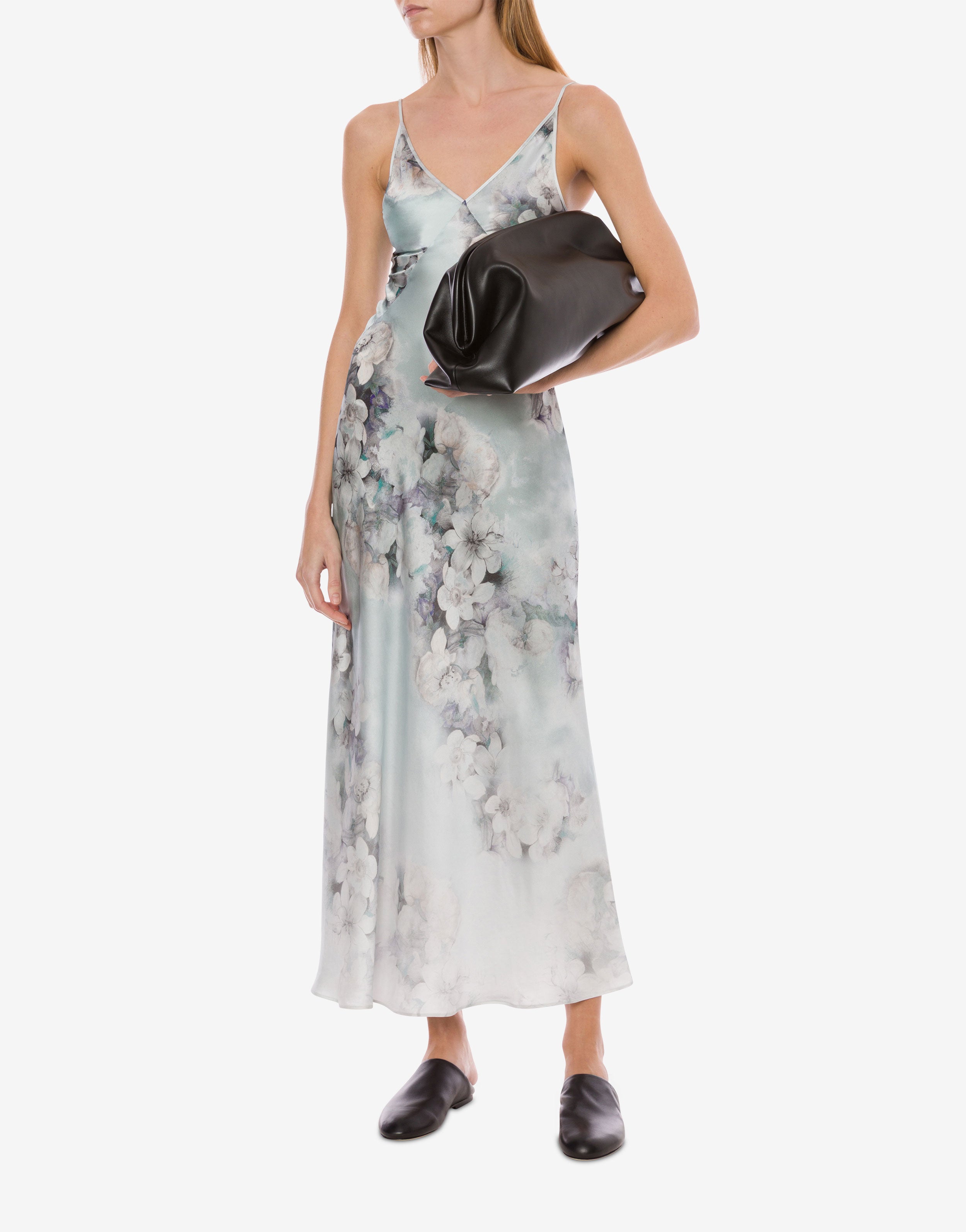 Washed satin slip dress with a degrade' print | Alberta Ferretti
