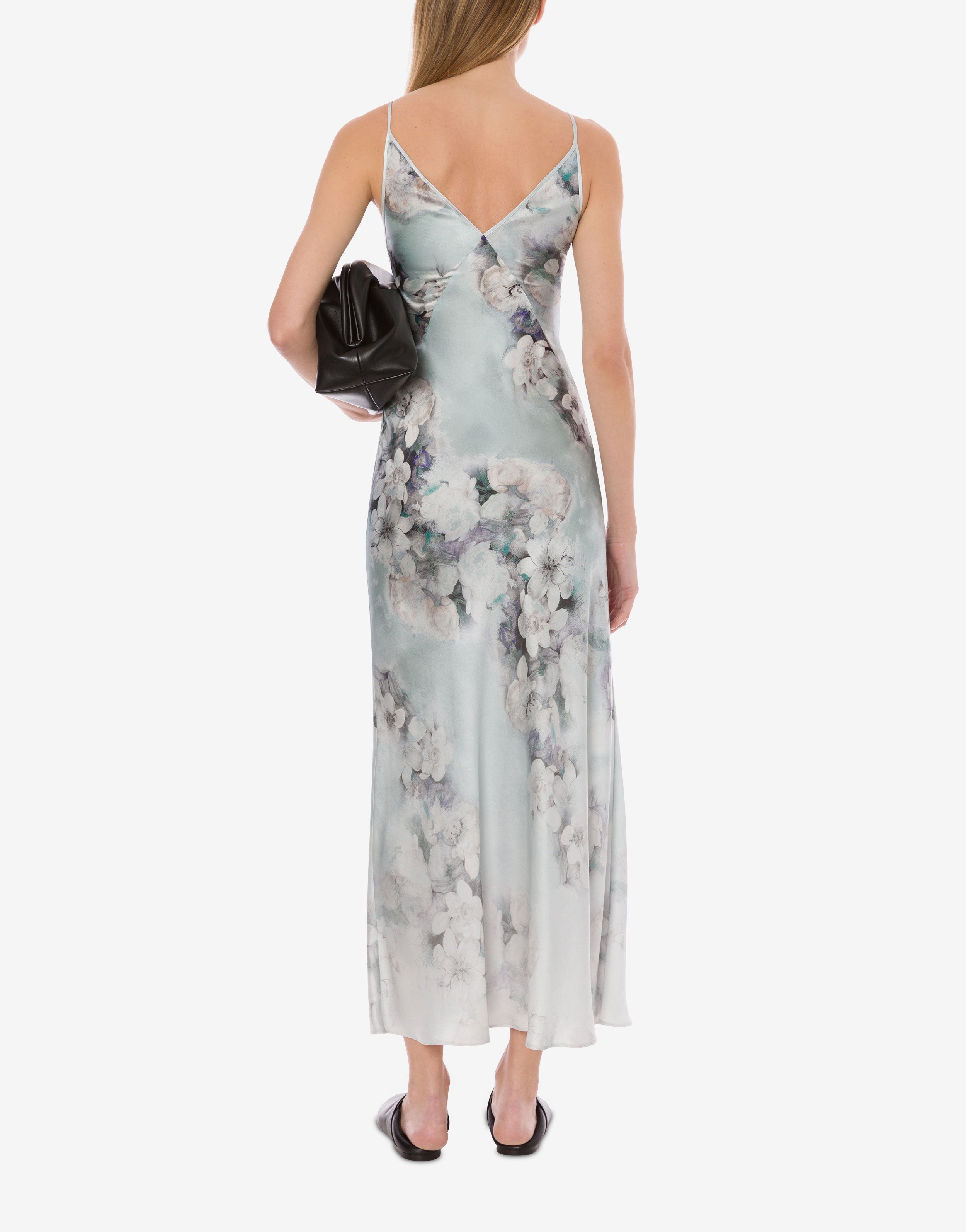 Washed satin slip dress with a degrade' print | Alberta Ferretti