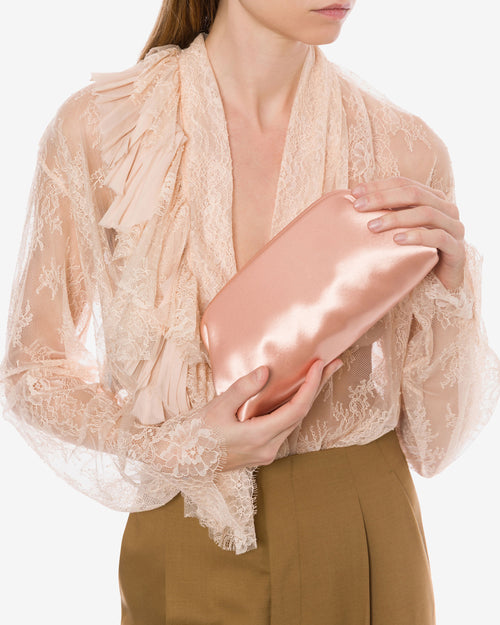 Mini clutch in glossy satin