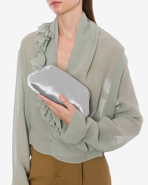 Mini clutch in glossy satin