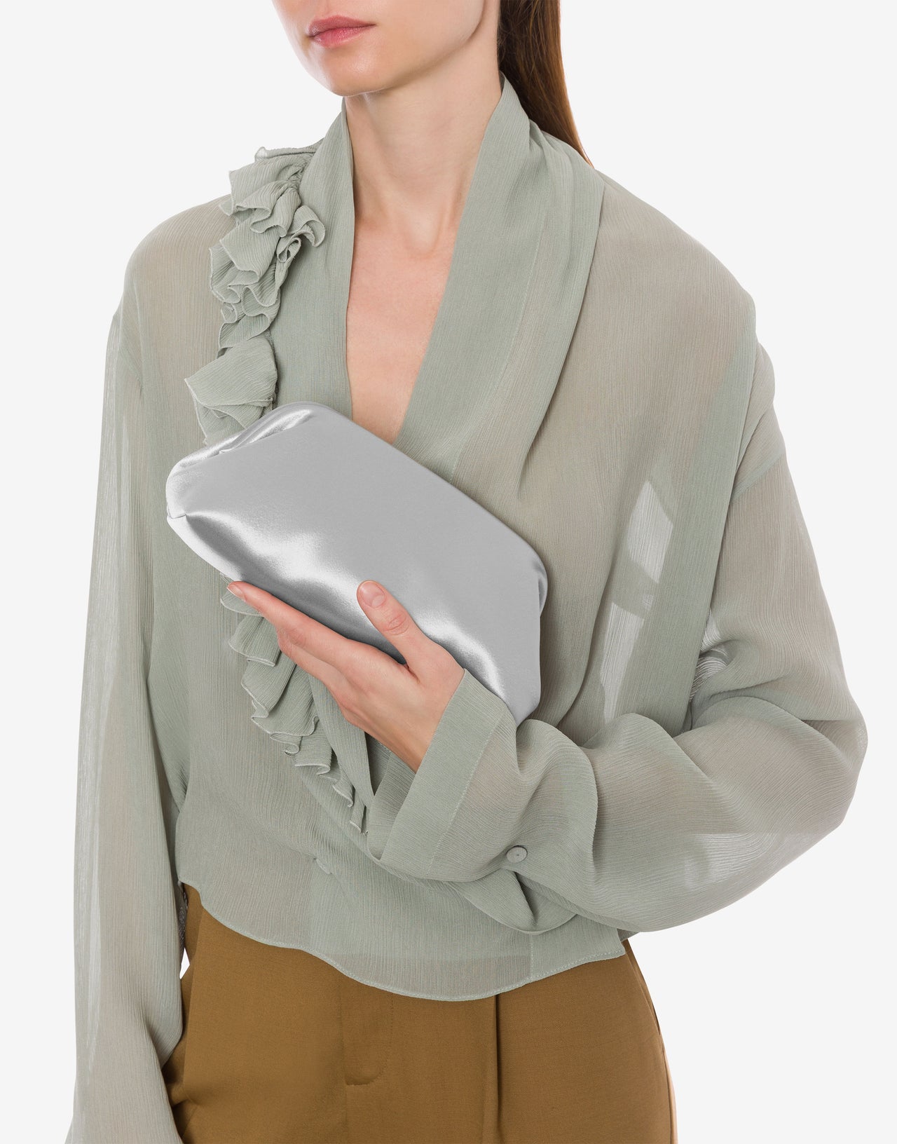 Mini clutch en satin brillant 银色 Alberta Ferretti Boutique Online 4