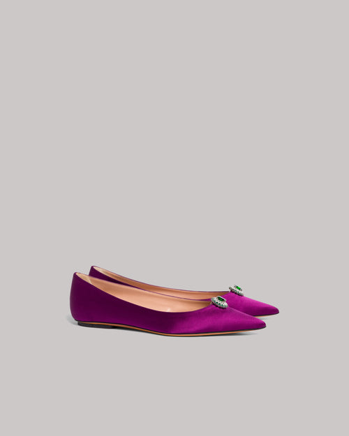 Pointed ballet shoes with emerald brooch Purple Alberta Ferretti Boutique Online 0