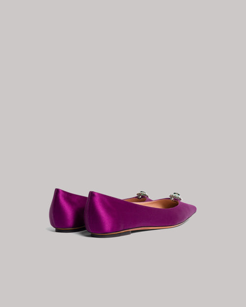 Pointed ballet shoes with emerald brooch Purple Alberta Ferretti Boutique Online 1
