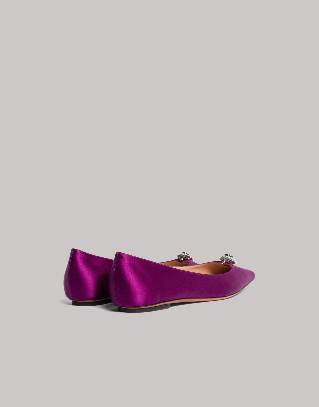 Pointed ballet shoes with emerald brooch Purple Alberta Ferretti Boutique Online 2