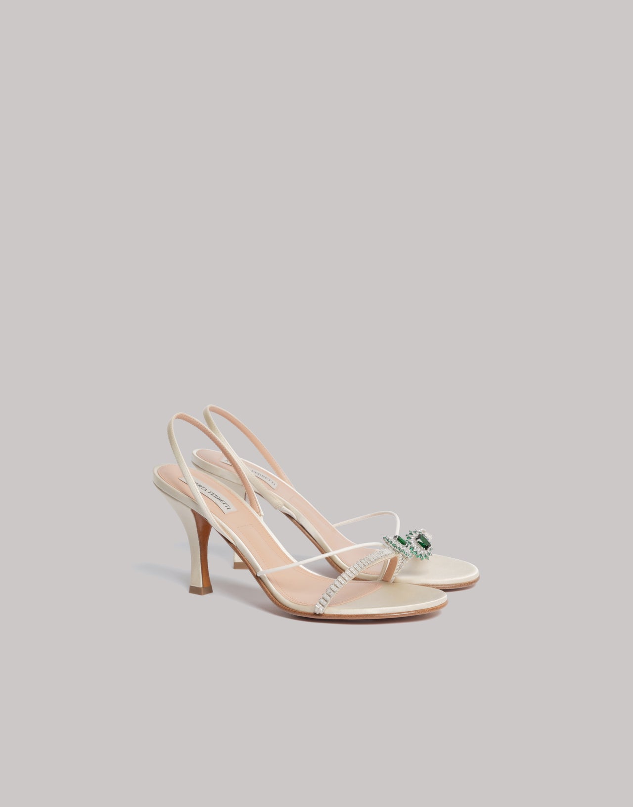 Sandali in raso con cristalli Bianco Alberta Ferretti Boutique Online 1