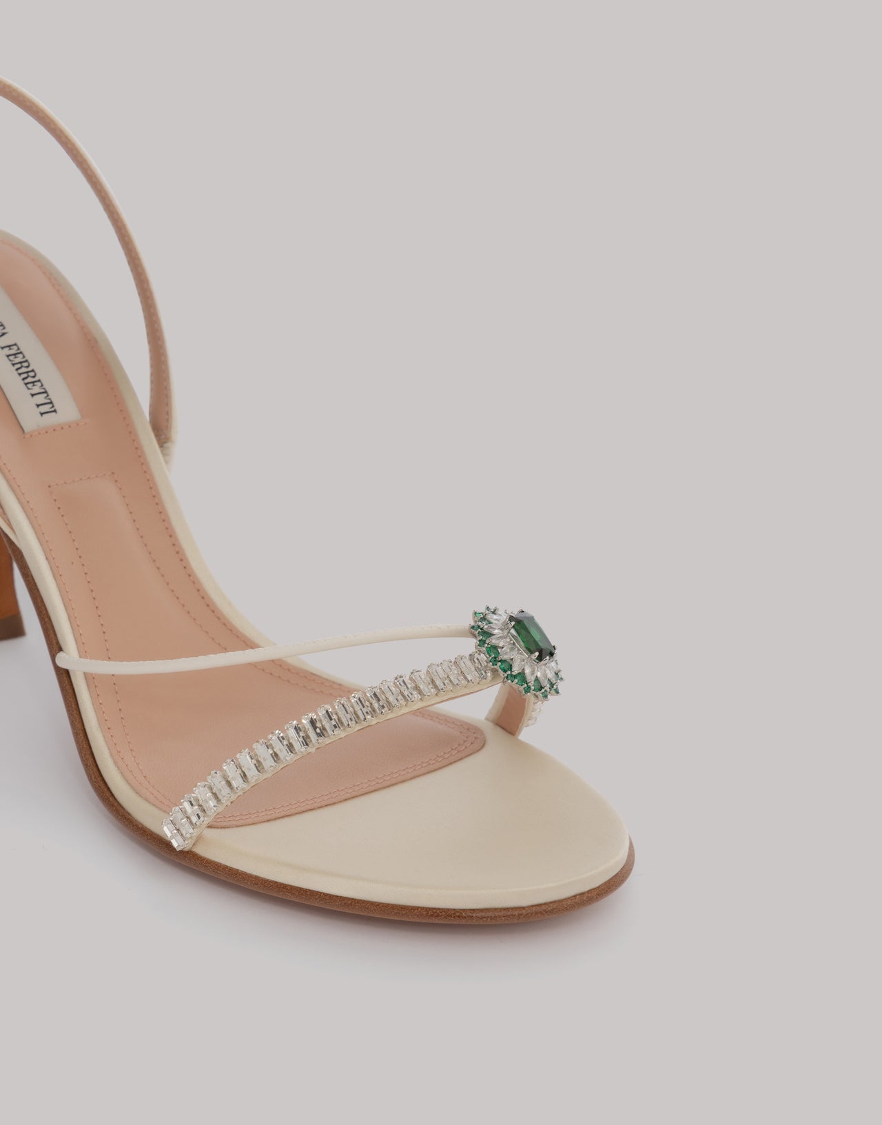 Sandali in raso con cristalli Bianco Alberta Ferretti Boutique Online 4