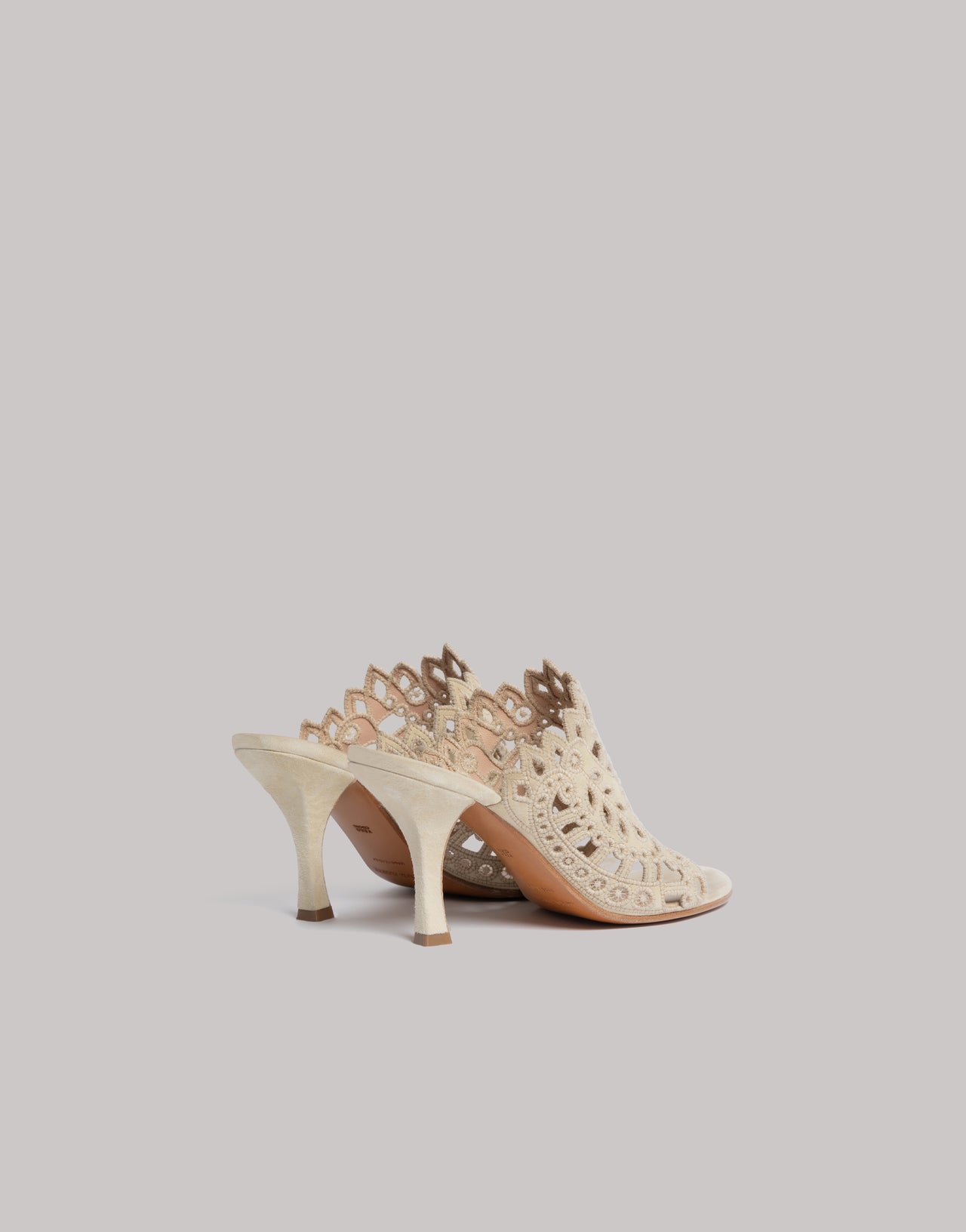 Mules with broderie anglaise Beige Alberta Ferretti Boutique Online 2