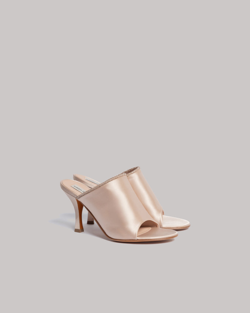 Satin mules with rhinestone trim Pink Alberta Ferretti Boutique Online 0