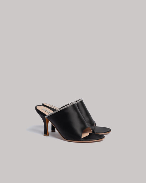 Satin mules with rhinestone trim Black Alberta Ferretti Boutique Online 0