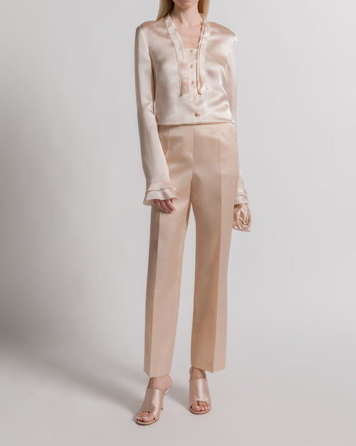 Satin mules with rhinestone trim Pink Alberta Ferretti Boutique Online 0