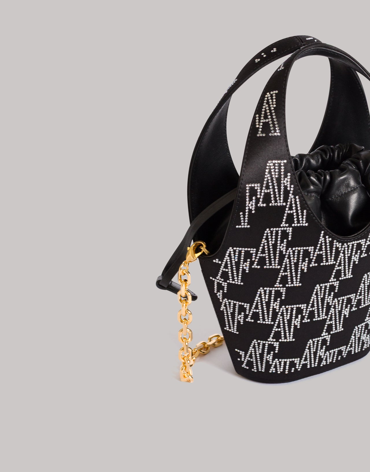 Satin mini handbag with chain strap Black Alberta Ferretti Boutique Online 4