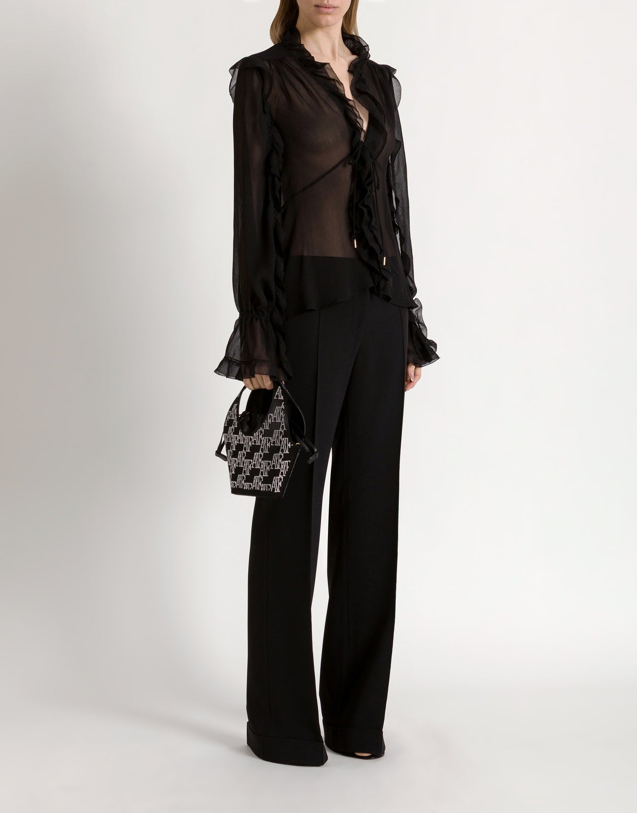 Satin mini handbag with chain strap Black Alberta Ferretti Boutique Online 2