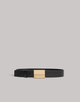 Leather belt with gold buckle