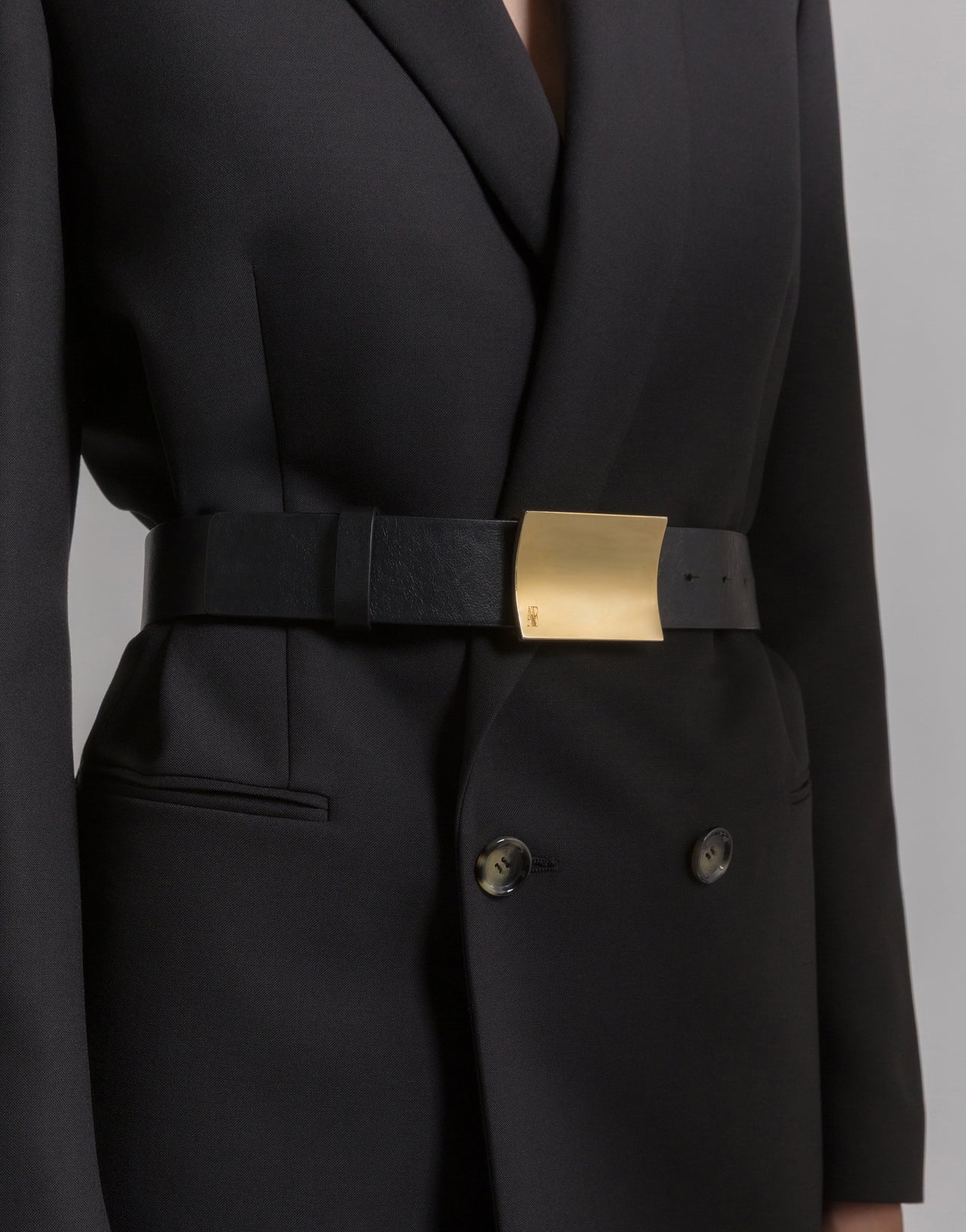 Leather belt with gold buckle 黑色 Alberta Ferretti Boutique Online 3