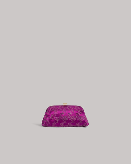 Satin clutch bag with rhinestone AF monogram Purple Alberta Ferretti Boutique Online 0