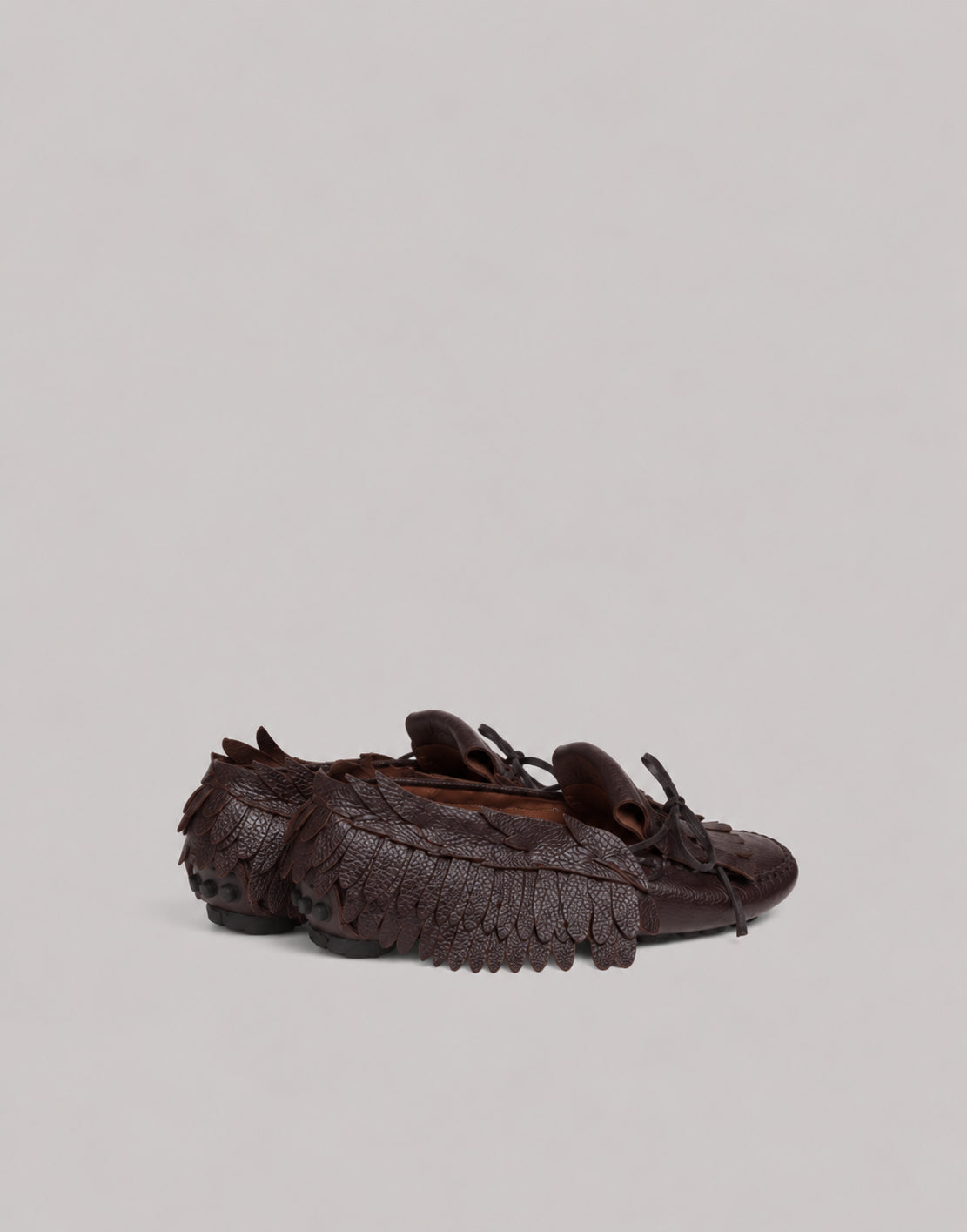 Leather Loafer with Fringed Details 棕色 Alberta Ferretti Boutique Online 2