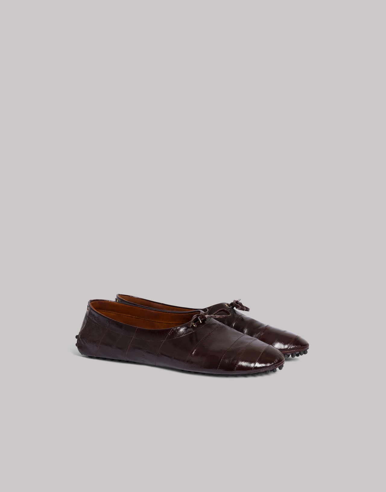 Loafer in pelle di anguilla Marrone Alberta Ferretti Boutique Online 1