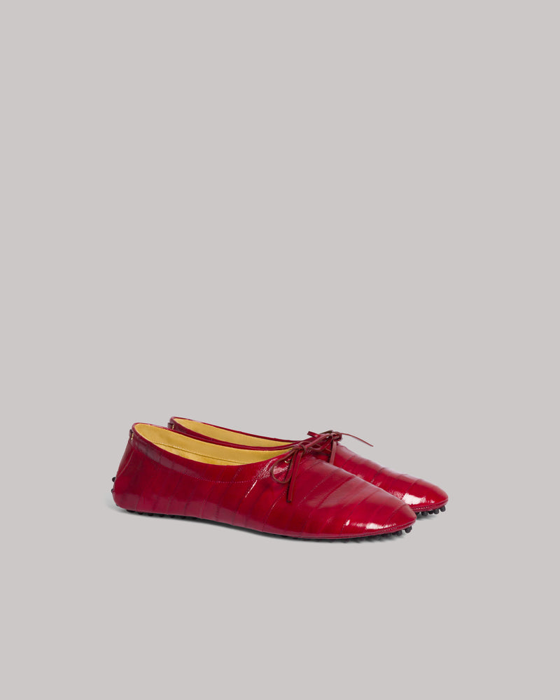 Mocassins en cuir d'anguille Rouge Alberta Ferretti Boutique Online 0
