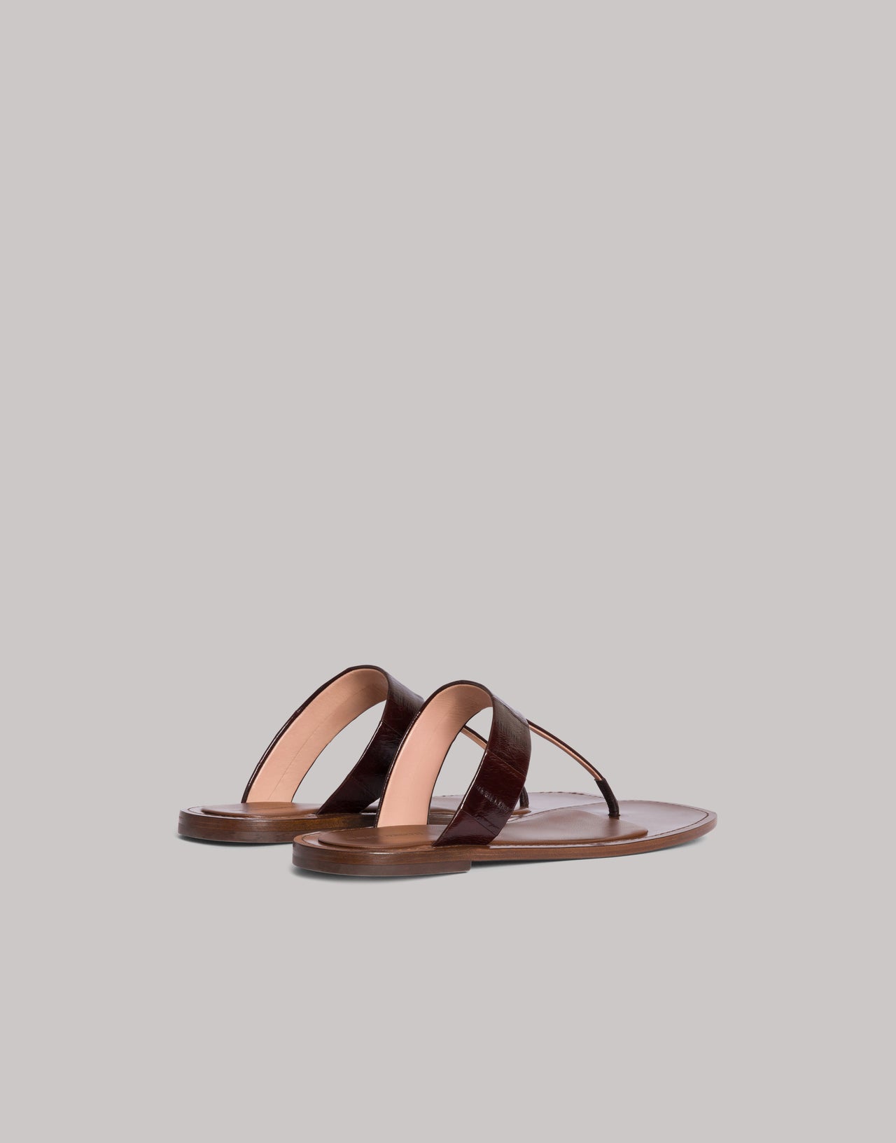 Sandalia plana de piel de anguila Marrón Alberta Ferretti Boutique Online 3