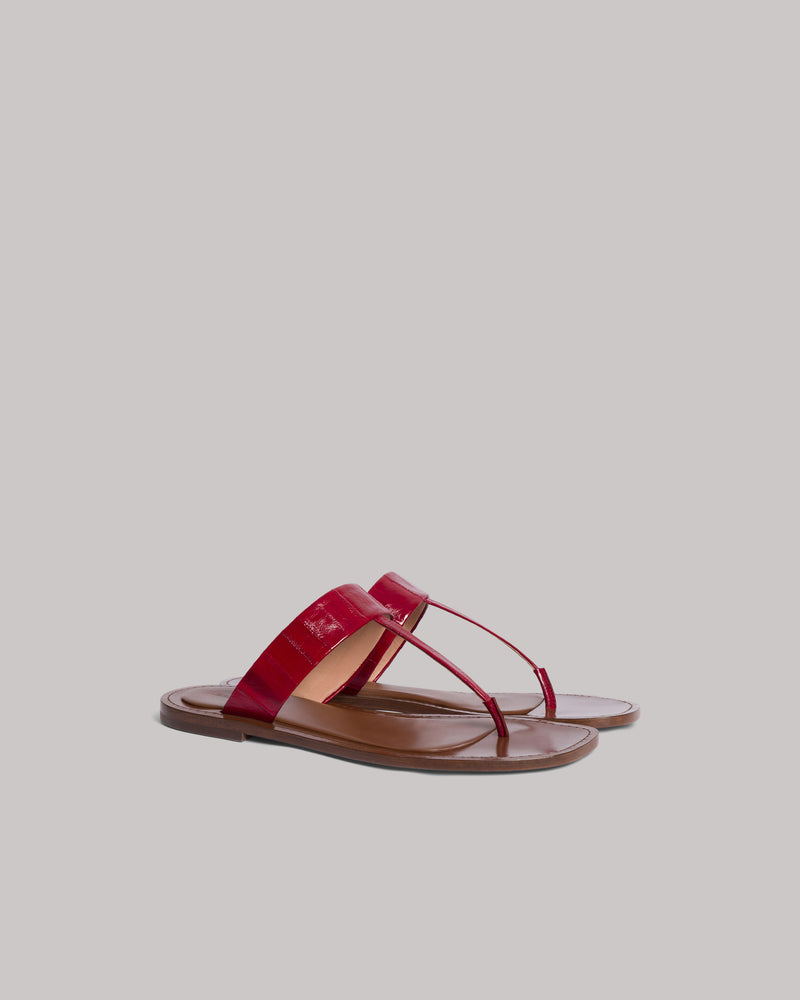 Flat Eel Leather Sandal Red Alberta Ferretti Boutique Online 0