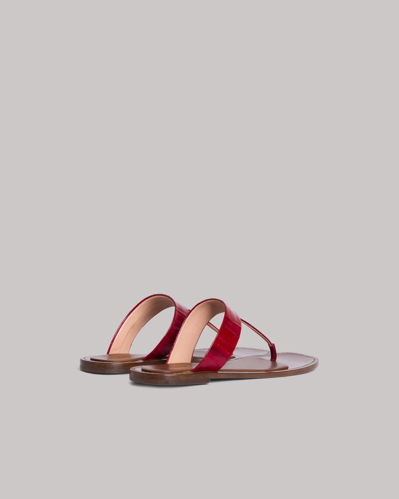 Flat Eel Leather Sandal Red Alberta Ferretti Boutique Online 1