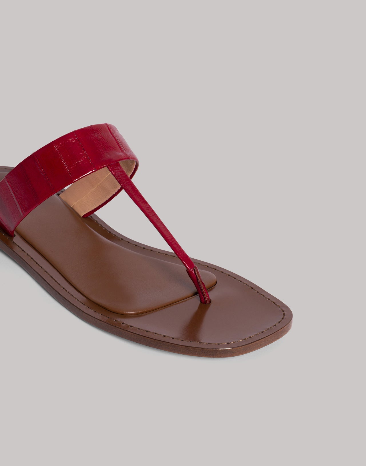 Sandalia plana de piel de anguila Rojo Alberta Ferretti Boutique Online 3