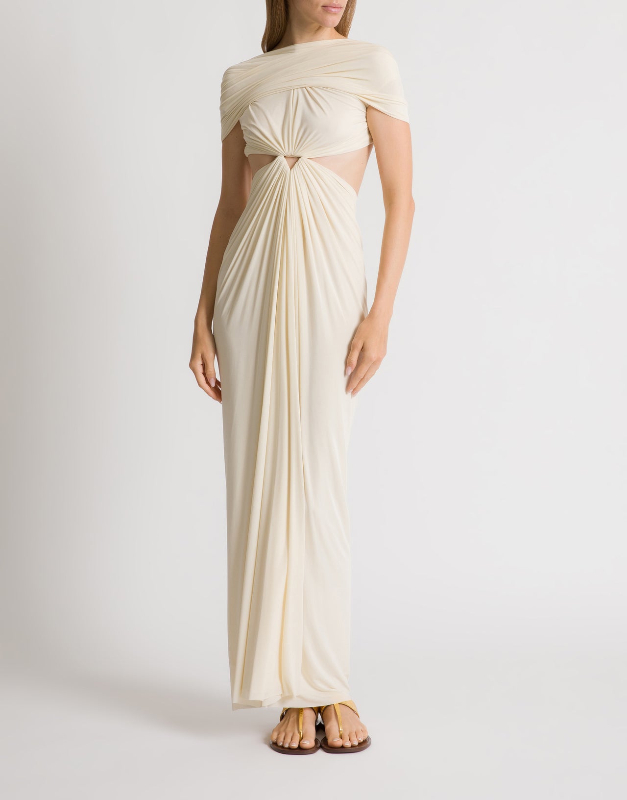 Sandalia plana de piel de anguila Gold Alberta Ferretti Boutique Online 4