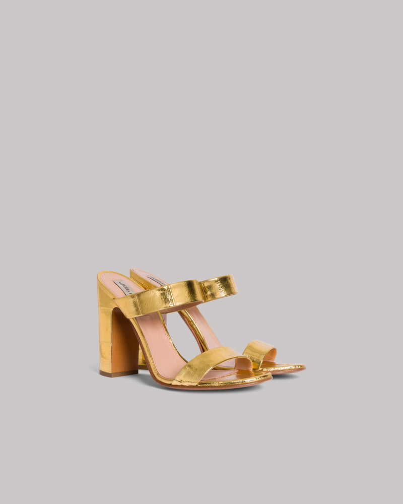 Sandale à talon en cuir d'anguille Or Alberta Ferretti Boutique Online 0
