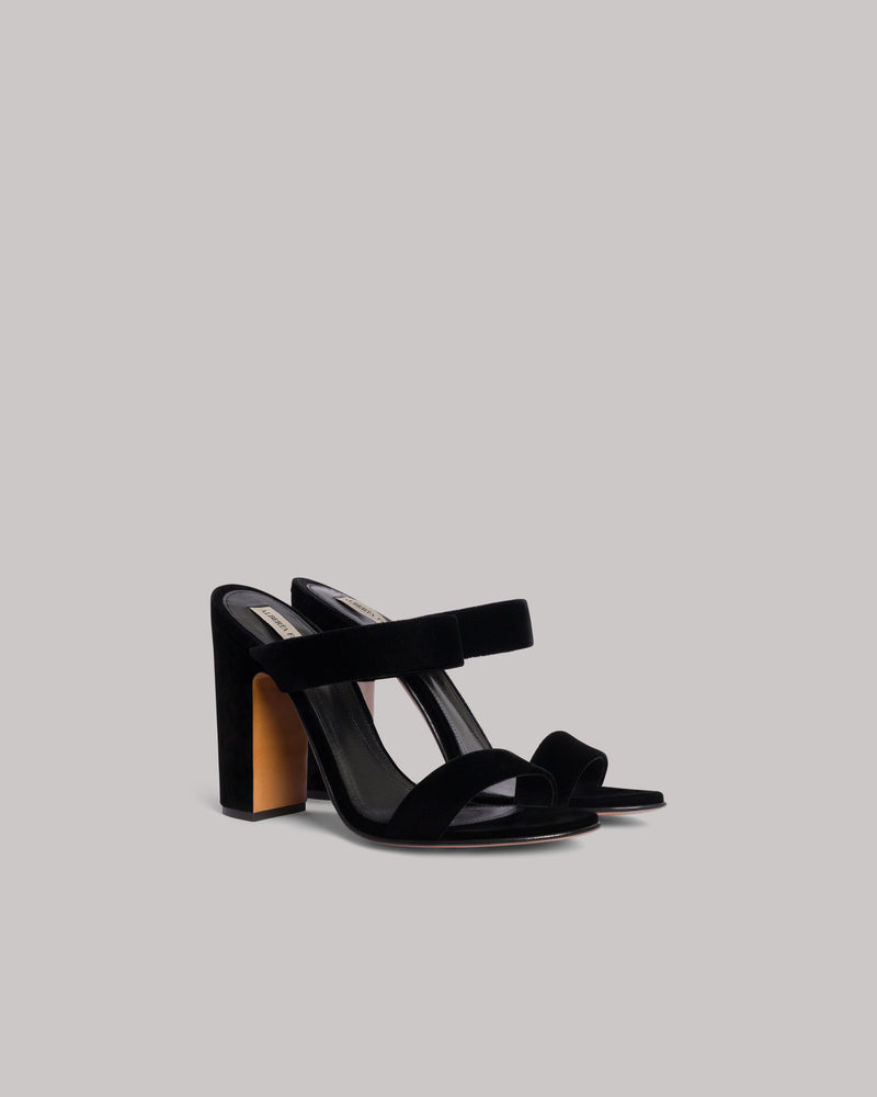 Sandale en velours à talon haut Noir Alberta Ferretti Boutique Online 0