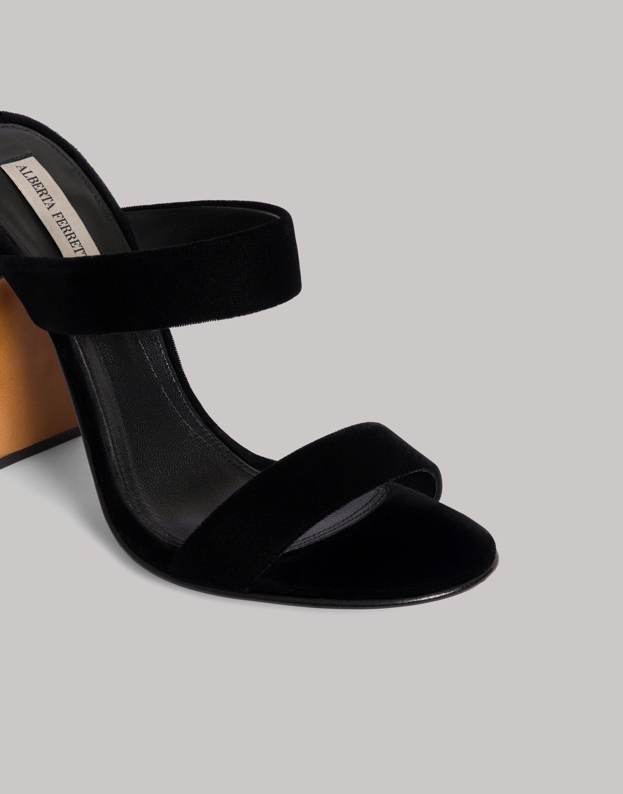 Velvet sandals with high heels 黑色 Alberta Ferretti Boutique Online 4
