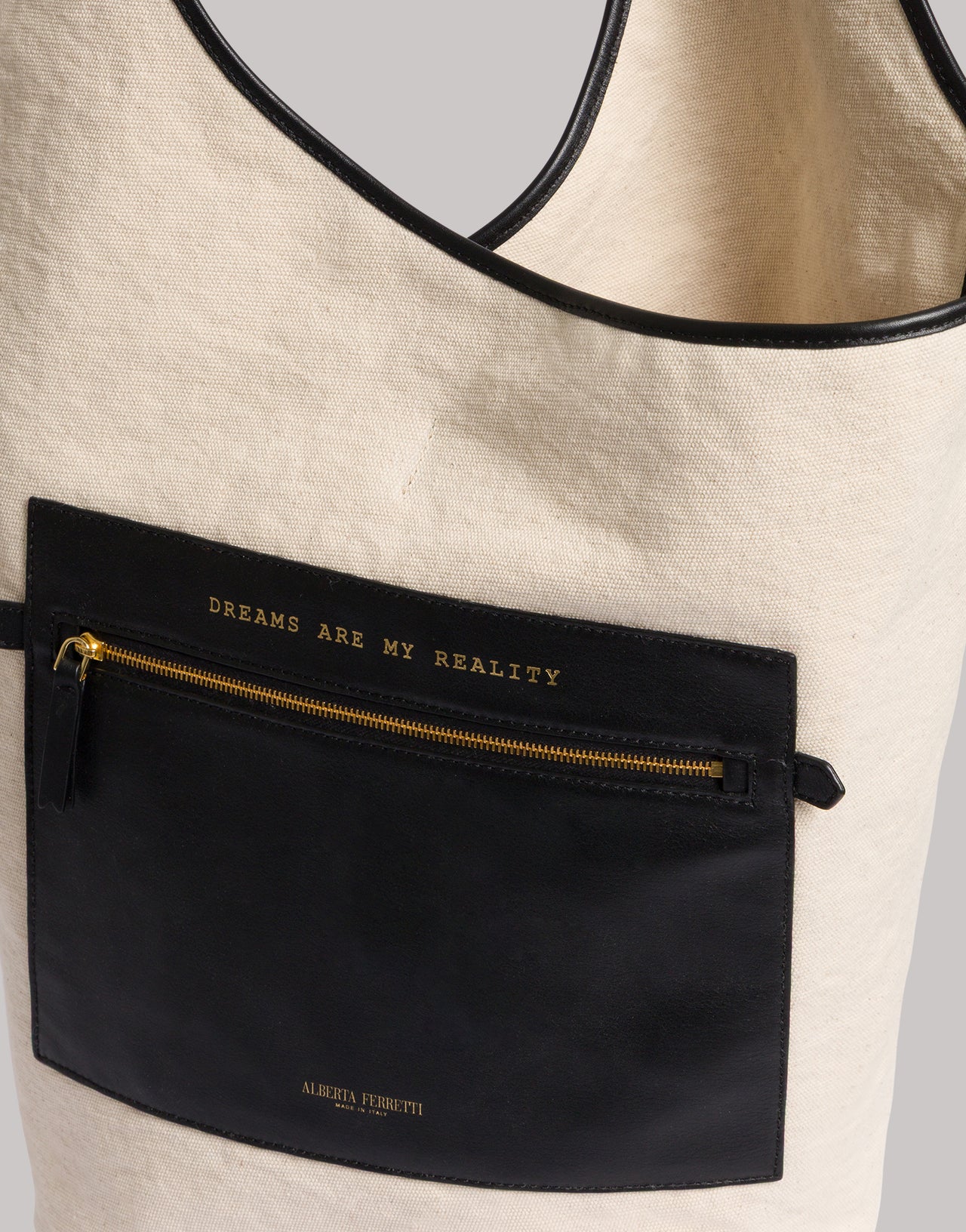 Bucket Bag in Cotton with Contrast Details White Alberta Ferretti Boutique Online 4