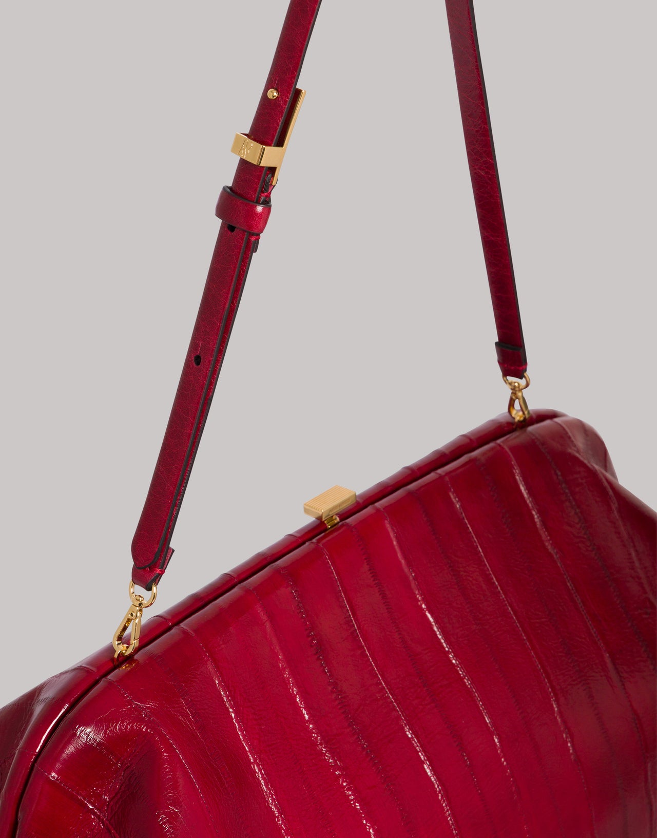 Maxi pouch in pelle di anguilla Rosso Alberta Ferretti Boutique Online 4