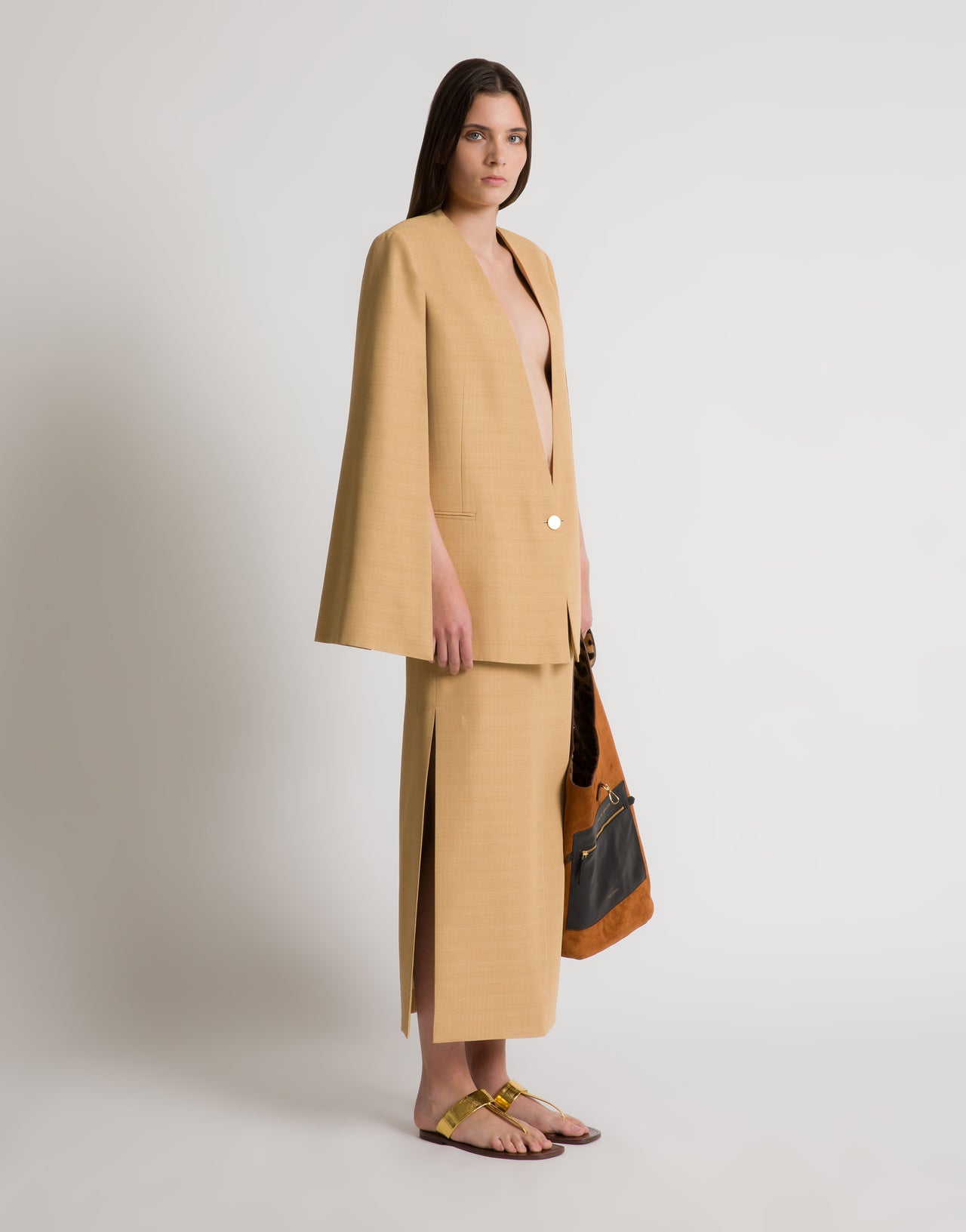 Midi skirt with slit Beige Alberta Ferretti Boutique Online 2