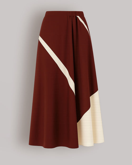 Gonna in twill di viscosa stampato Marrone Alberta Ferretti Boutique Online 0