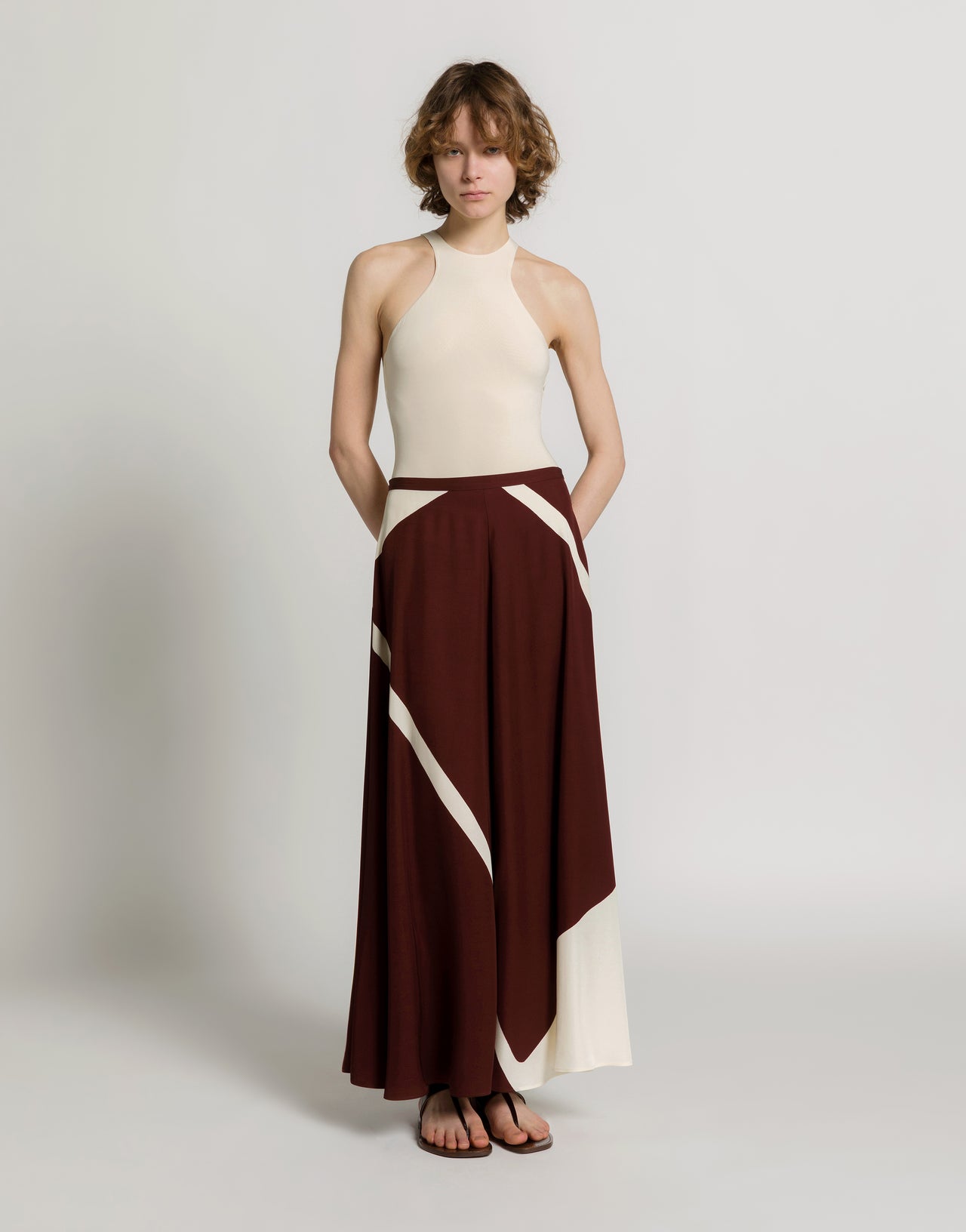 Printed skirt in viscose twill Brown Alberta Ferretti Boutique Online 1