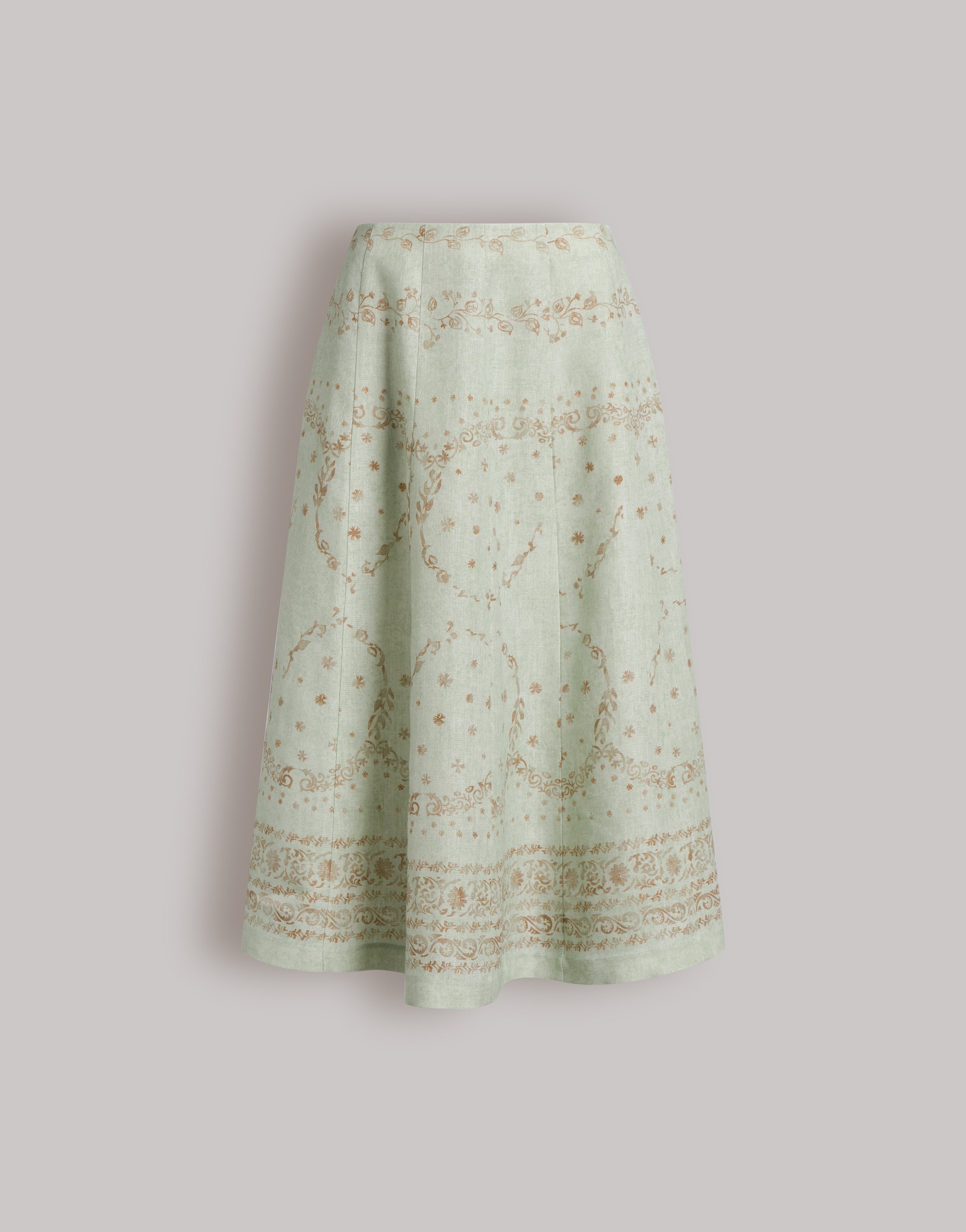 Printed linen midi skirt | Alberta Ferretti