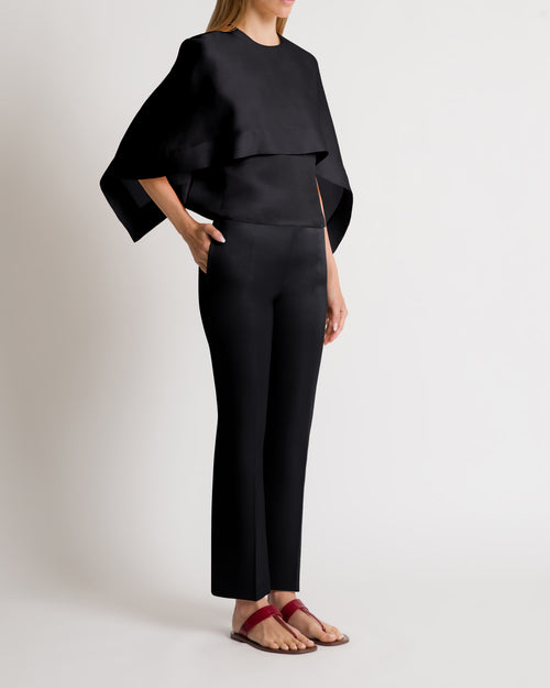 Silk organza cape top Black Alberta Ferretti Boutique Online 1