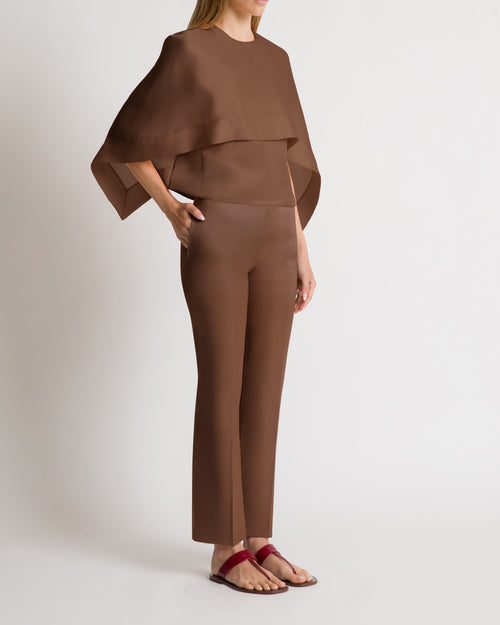 Silk organza cape top Brown Alberta Ferretti Boutique Online 1
