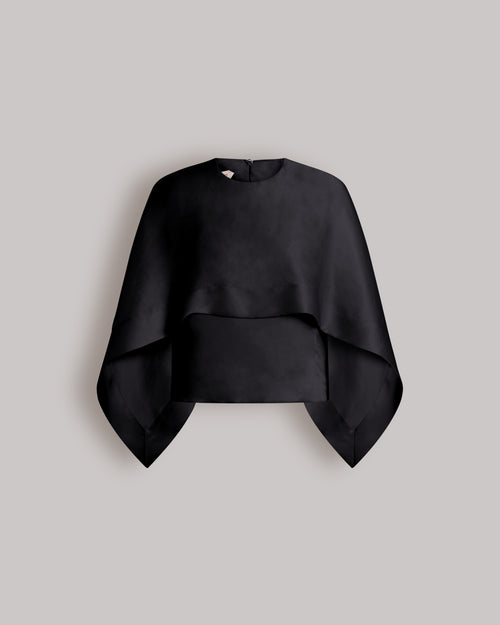 Silk organza cape top Black Alberta Ferretti Boutique Online 0